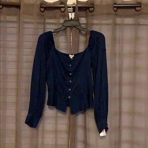 Navy long Sleeve Blouse